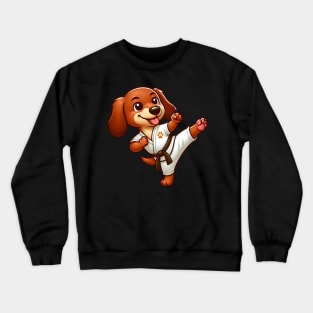 Dachshund karate martial arts high kick Crewneck Sweatshirt